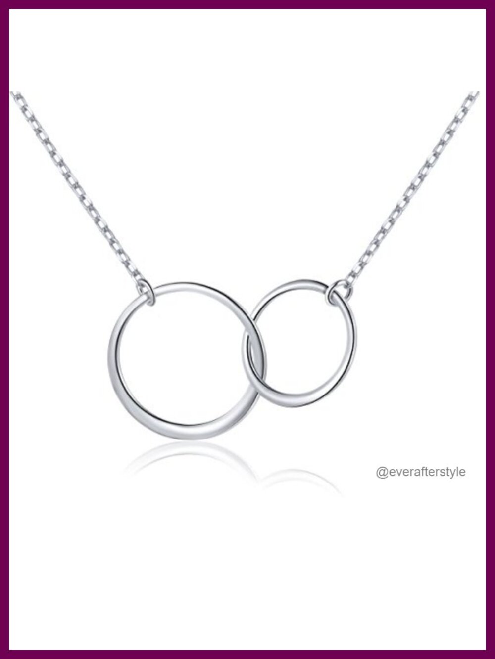Sterling Silver Two Interlocking Infinity Circles Pendant Necklace